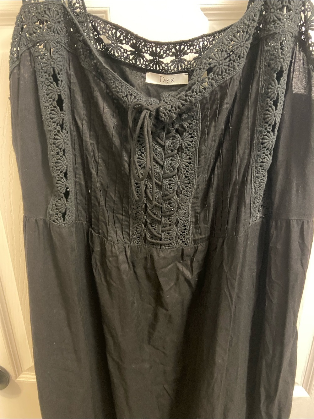Dex Black Crochet-Detail Sleeveless Midi Dress NWOT